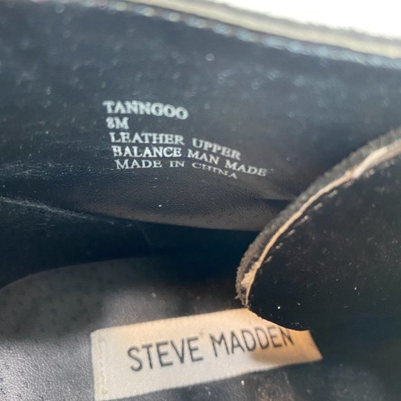 Steve‎ Madden Wedge Ankle Booties 8 Black Suede Leather Tanngoo Lace Up - Picture 10 of 11